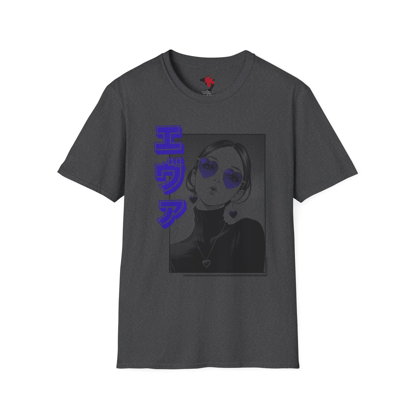 Saku Same - Eva - Anime Girl Graphic Tee with Japanese Text - Eva - 'エヴァ' Portrait T-Shirt