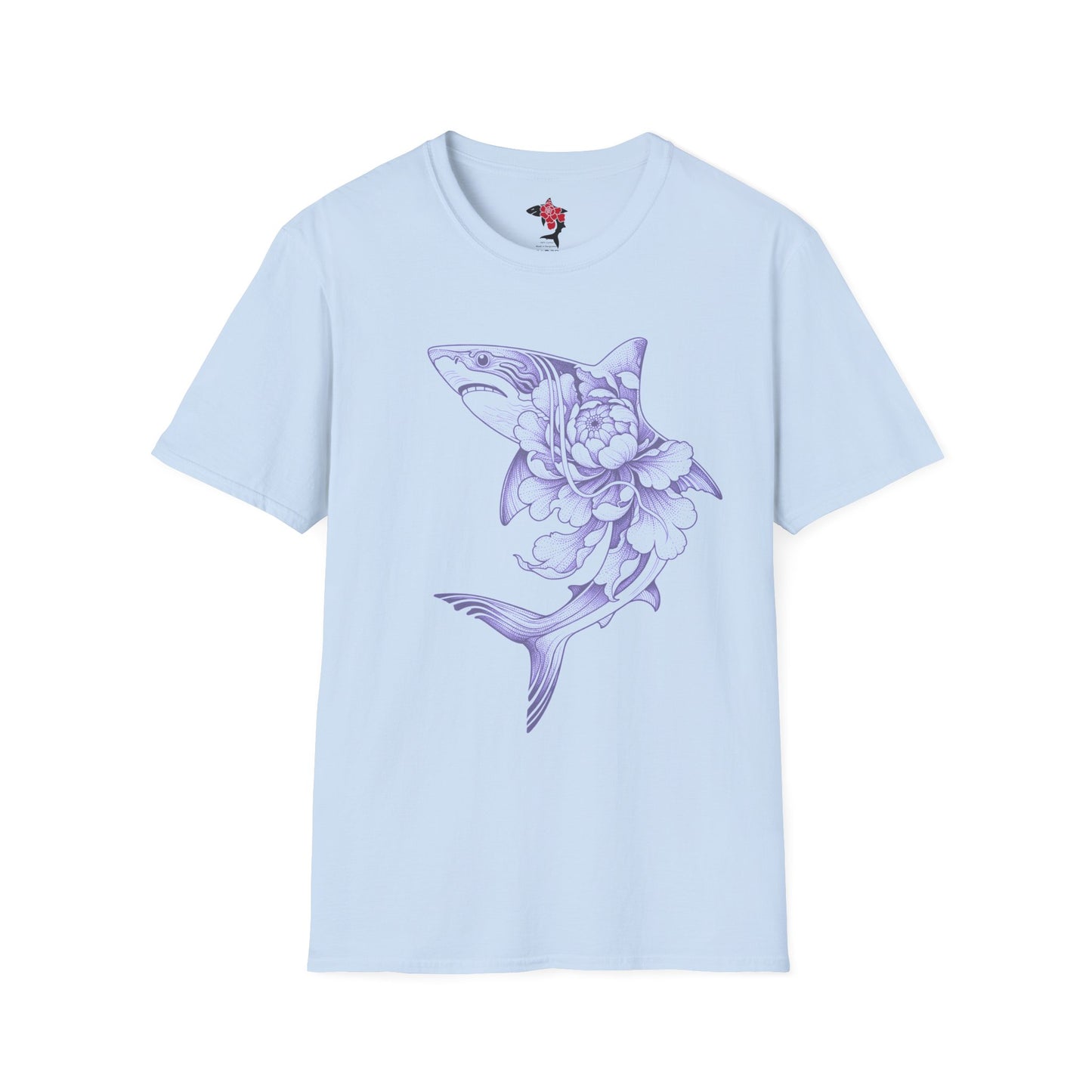 Saku Same - Blooming Shark T-Shirt - Lavender Peony Shark Graphic Tee