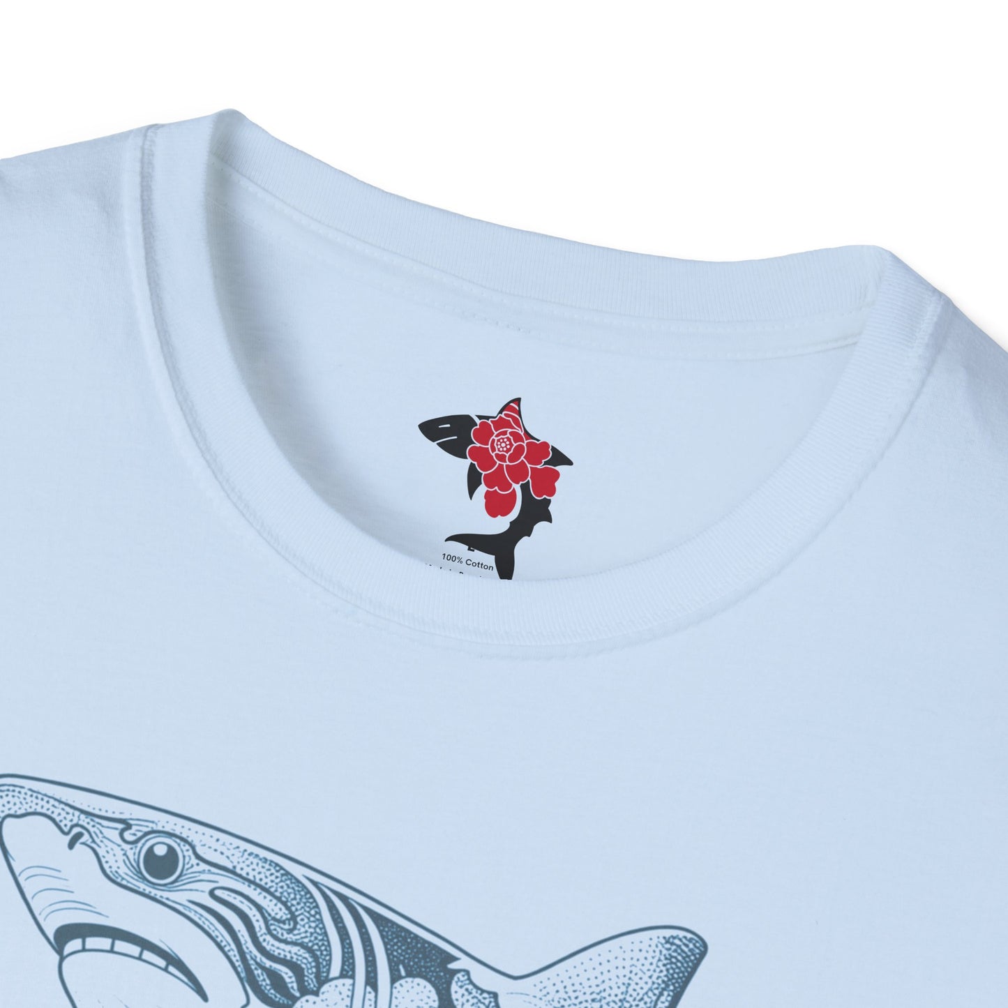 Saku Same - Blooming Shark Graphic Tee - Coastal Tattoo-Inspired T-Shirt