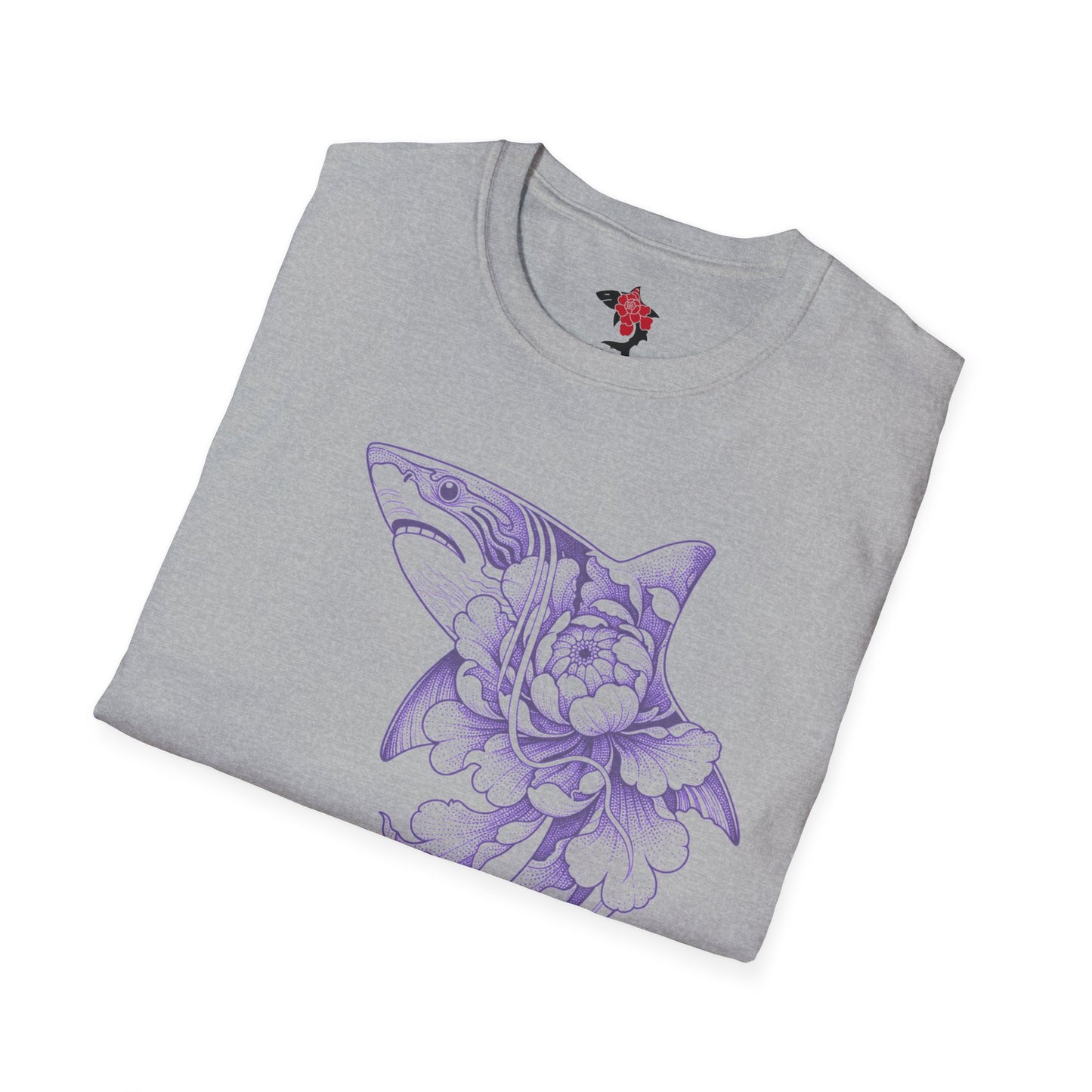 Saku Same - Blooming Shark T-Shirt - Lavender Peony Shark Graphic Tee