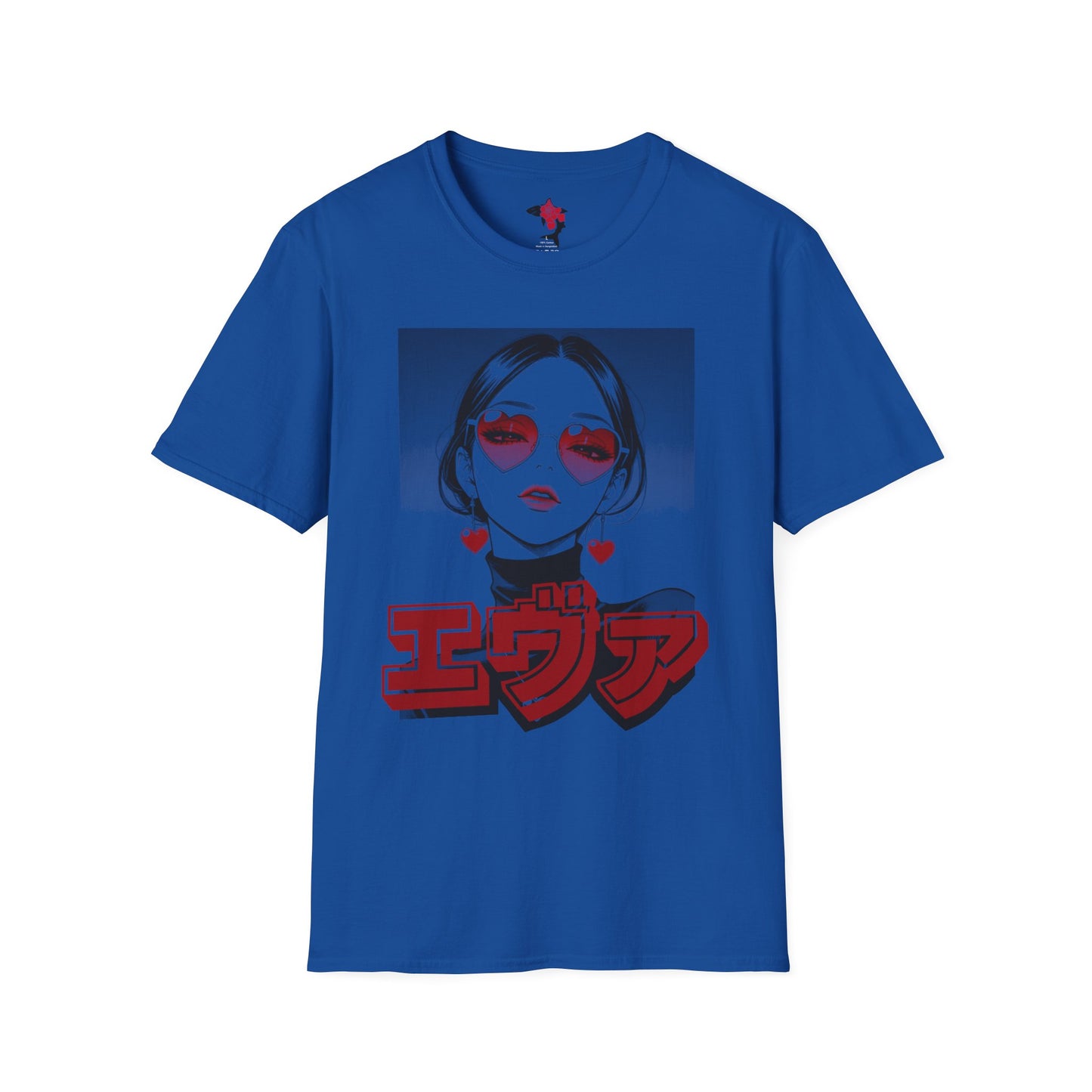 Saku Same - Eva - Anime Heart-Eyed Girl T-Shirt — Japanese Text Graphic Tee
