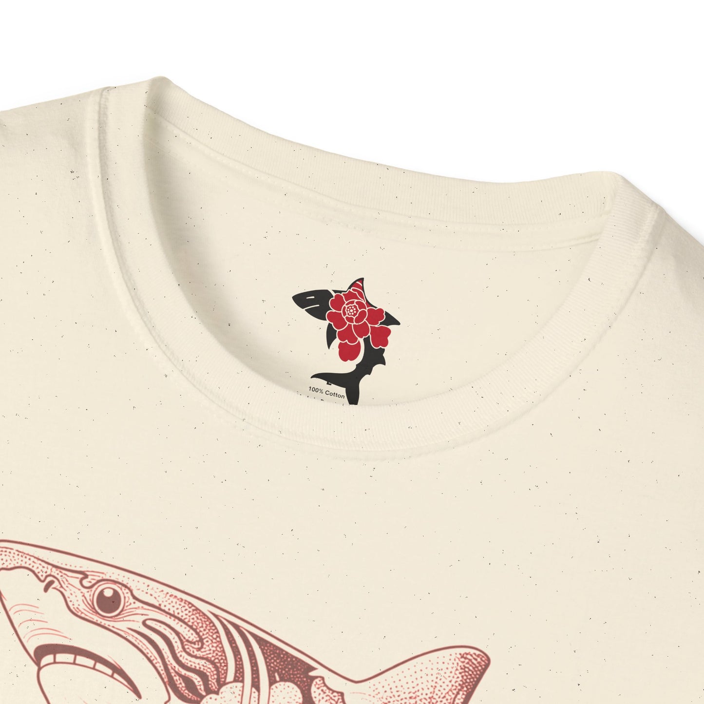 Saku Same - Blooming  Shark T-Shirt - Rose Tattoo Style Graphic Tee