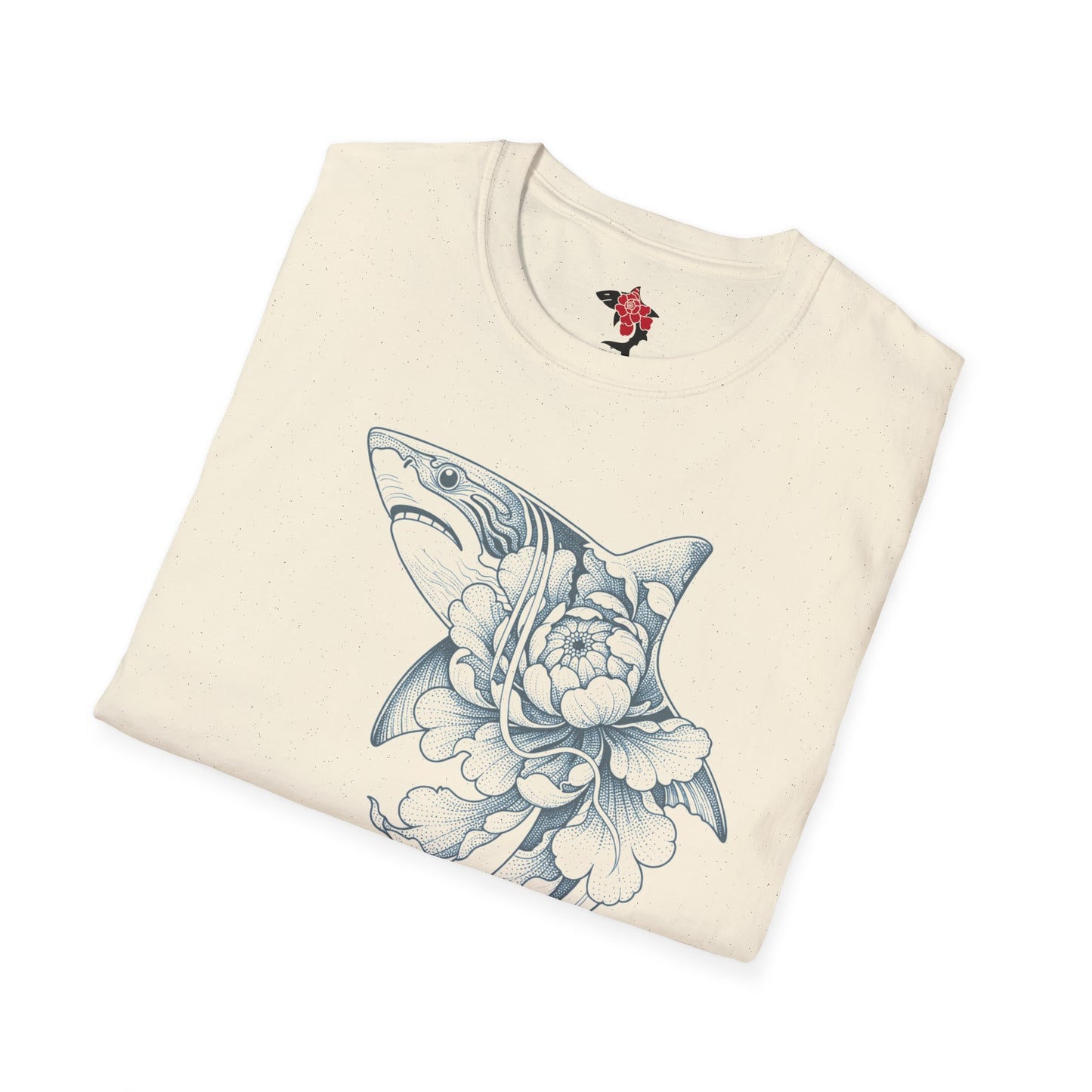 Saku Same - Blooming Shark Graphic Tee - Coastal Tattoo-Inspired T-Shirt