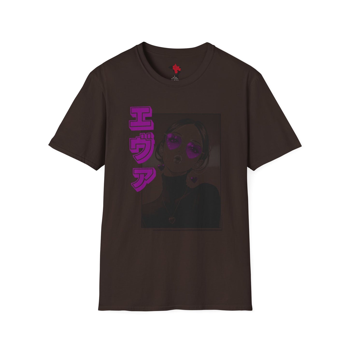 Saku Same - Eva - Anime Girl Portrait T-Shirt with Japanese Text Eva  (エヴァ) — Retro Cool Graphic Tee