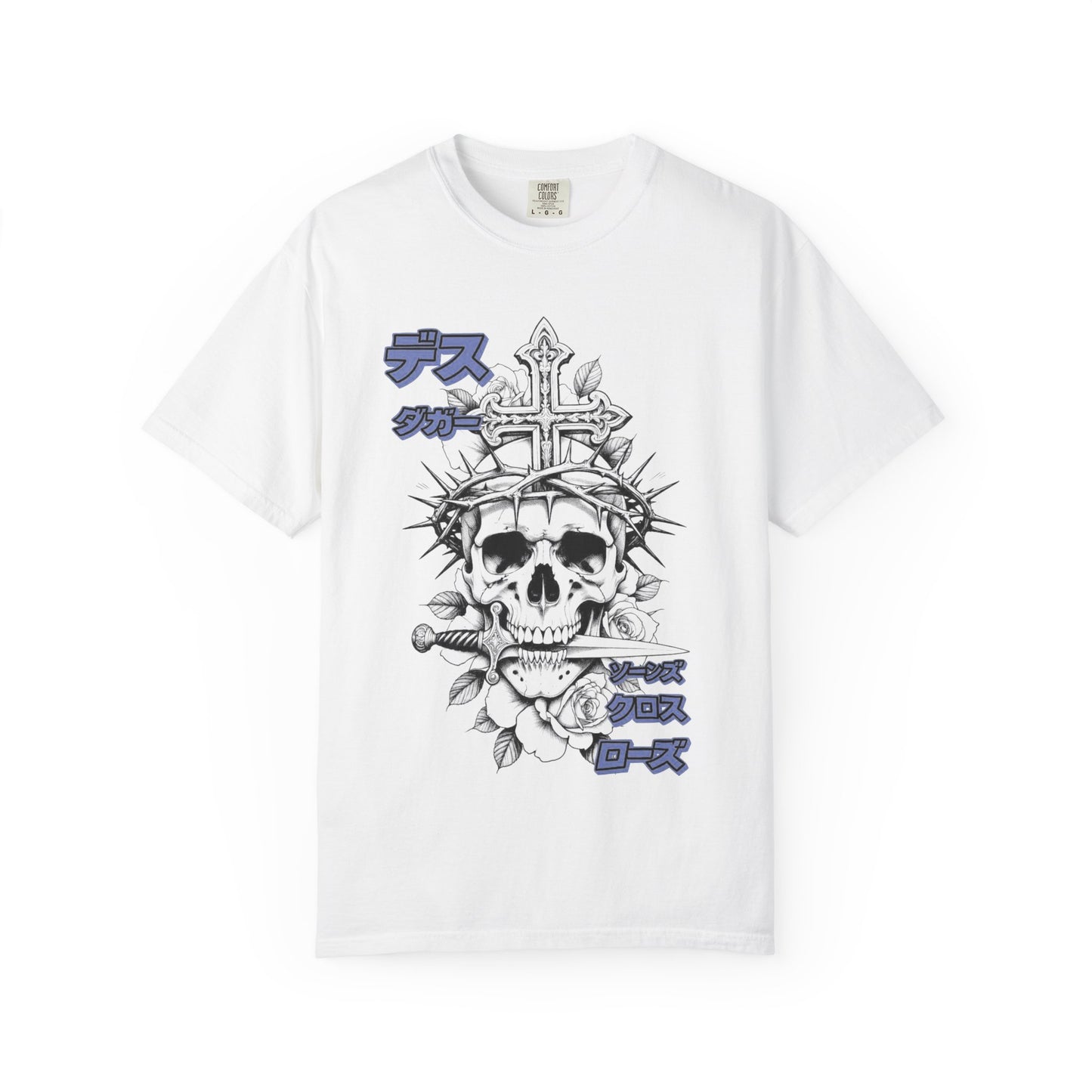 Saku Same - Skull & Rose T-Shirt Japanese Text Graphic Tee