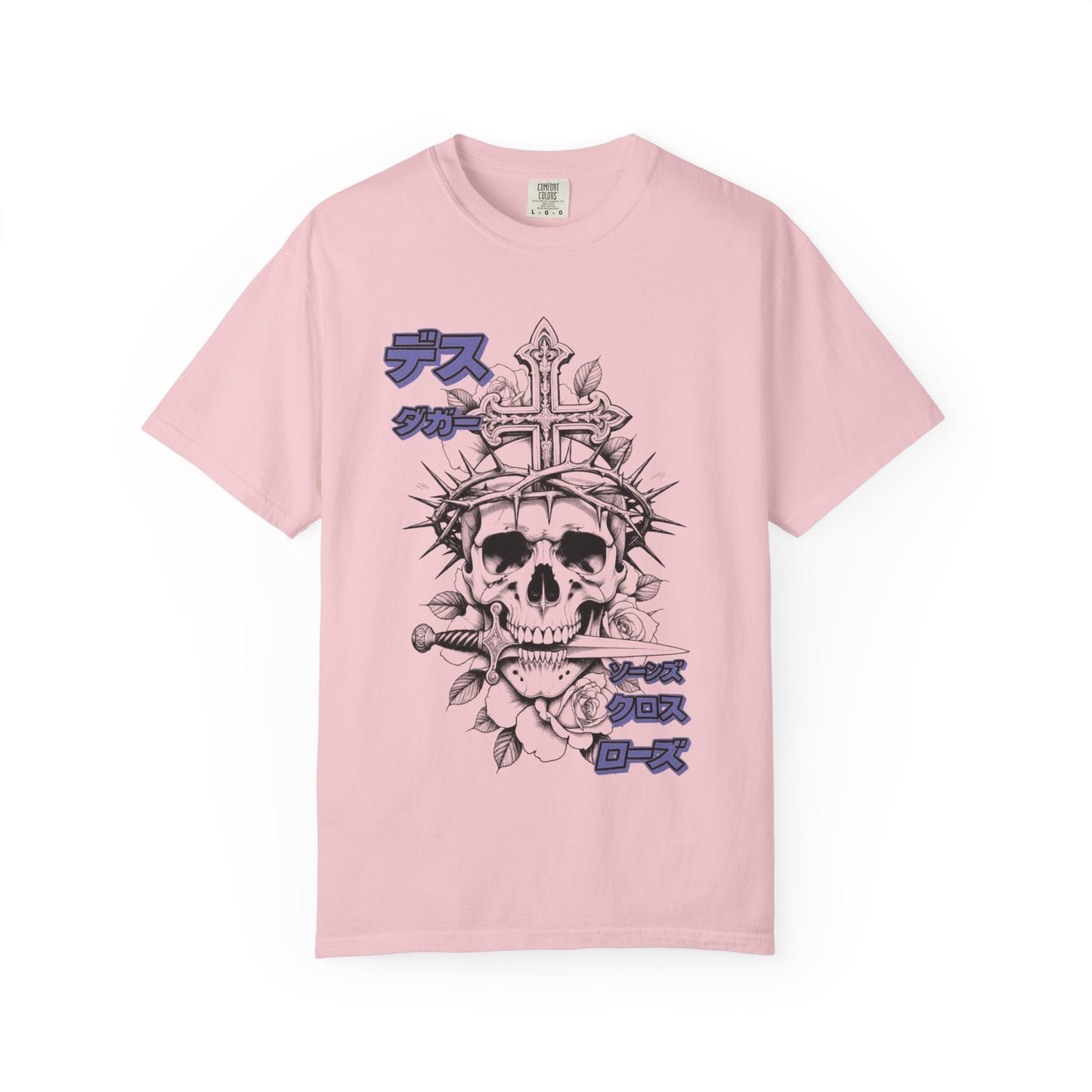 Saku Same - Skull & Rose T-Shirt Japanese Text Graphic Tee