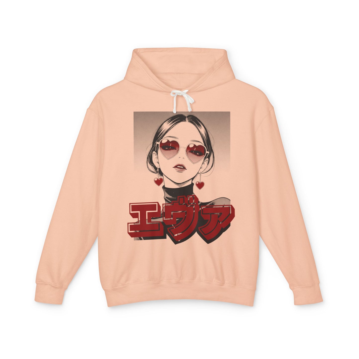 Sake Same -EVA -Anime Girl Heart Sunglasses Hoodie Retro Japanese Text Graphic Sweatshirt