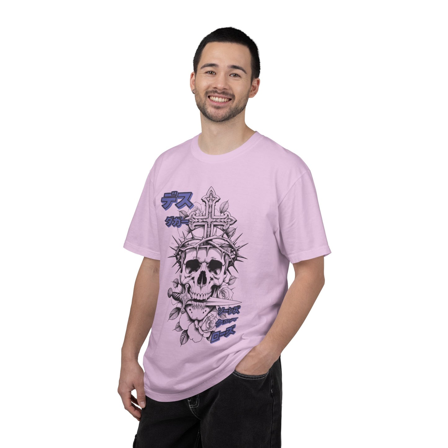 Saku Same - Skull & Rose T-Shirt Japanese Text Graphic Tee