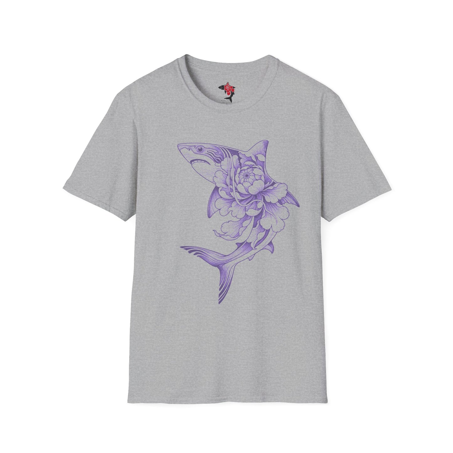 Saku Same - Blooming Shark T-Shirt - Lavender Peony Shark Graphic Tee