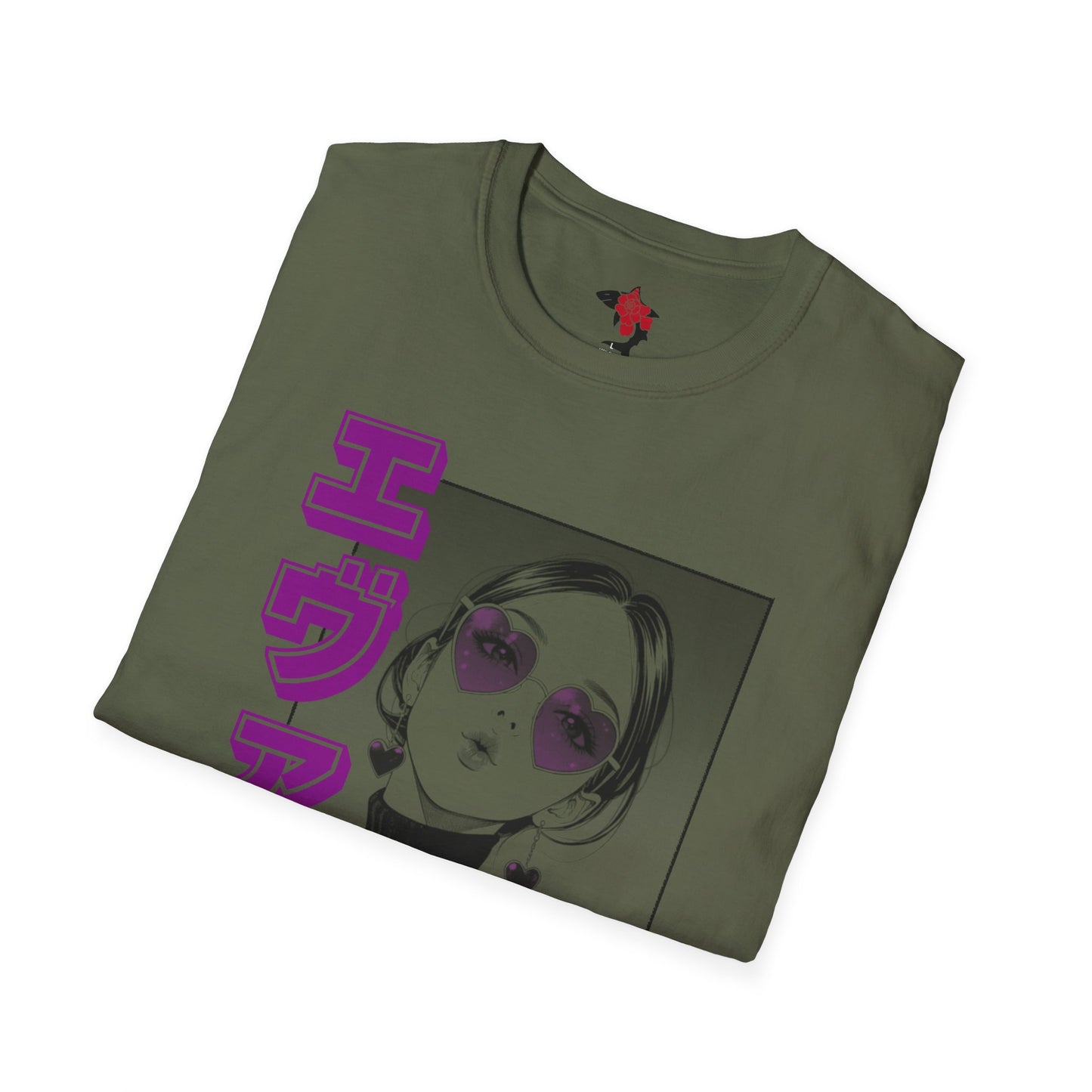 Saku Same - Eva - Anime Girl Portrait T-Shirt with Japanese Text Eva  (エヴァ) — Retro Cool Graphic Tee