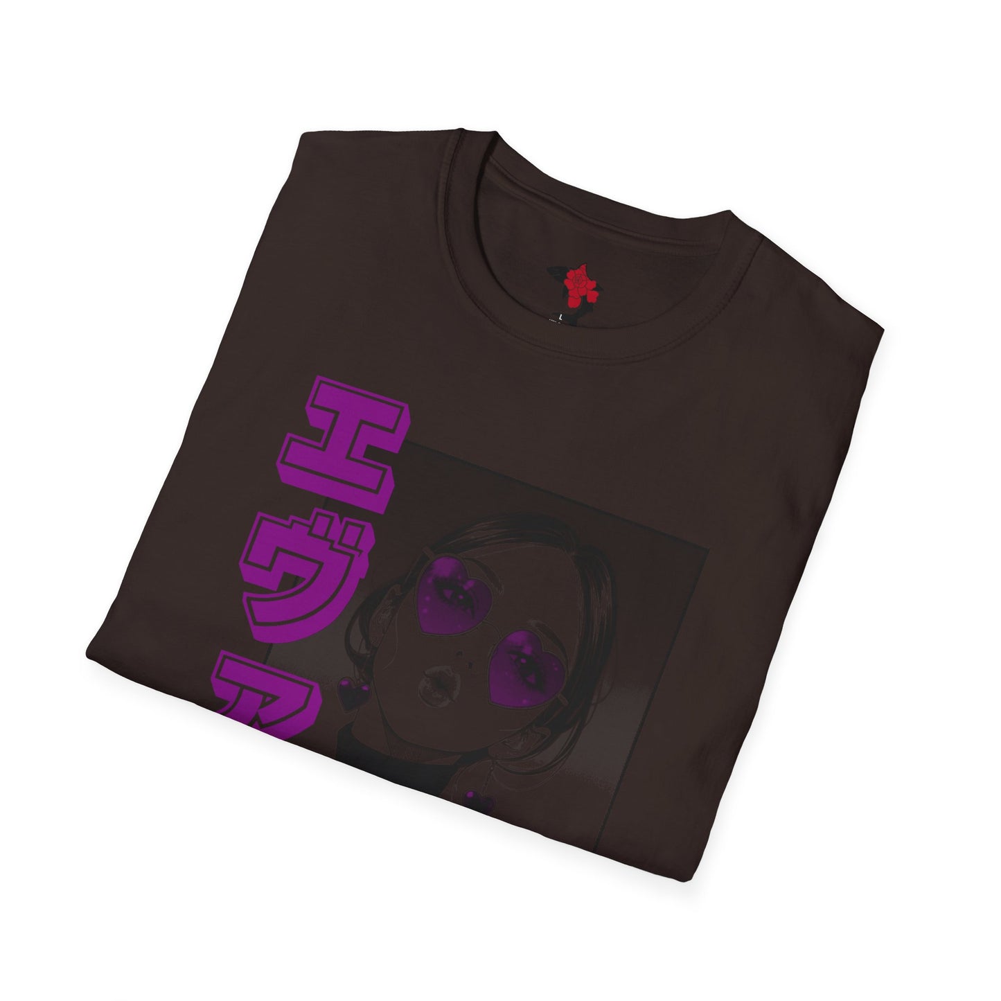 Saku Same - Eva - Anime Girl Portrait T-Shirt with Japanese Text Eva  (エヴァ) — Retro Cool Graphic Tee