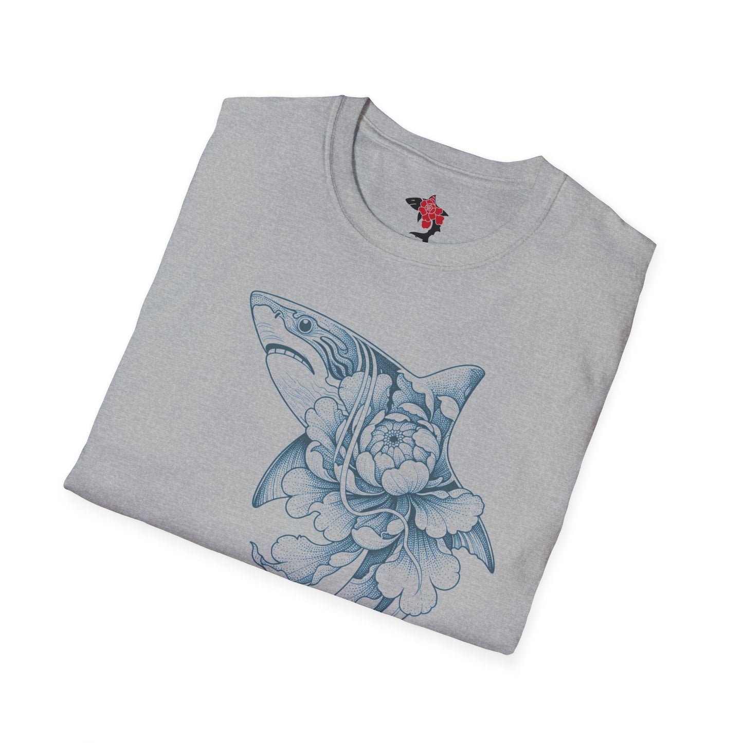 Saku Same - Blooming Shark Graphic Tee - Coastal Tattoo-Inspired T-Shirt