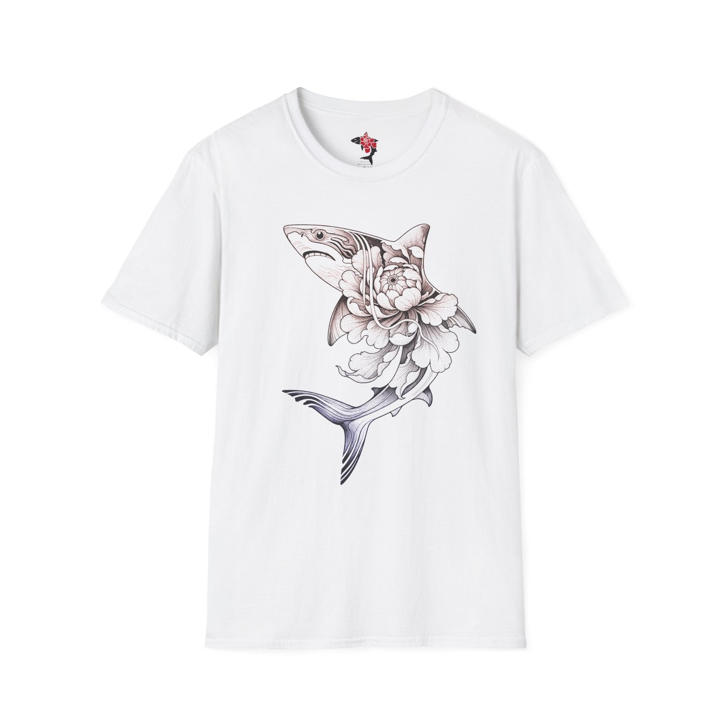 Saku Same - Blooming Shark Tee - Botanical Shark Graphic T-Shirt