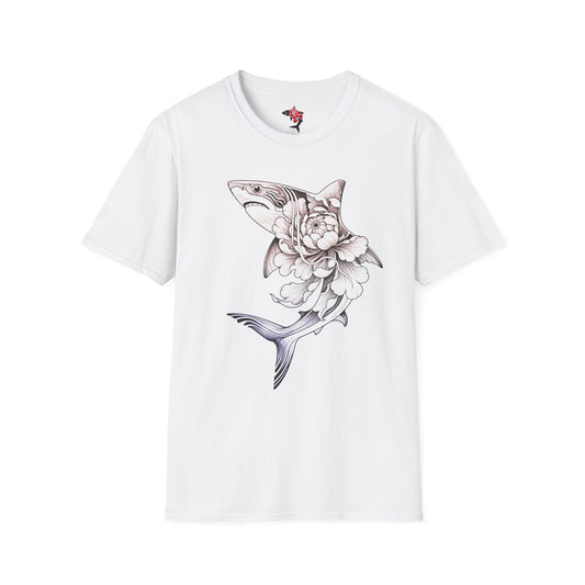Saku Same - Blooming Shark Tee - Botanical Shark Graphic T-Shirt