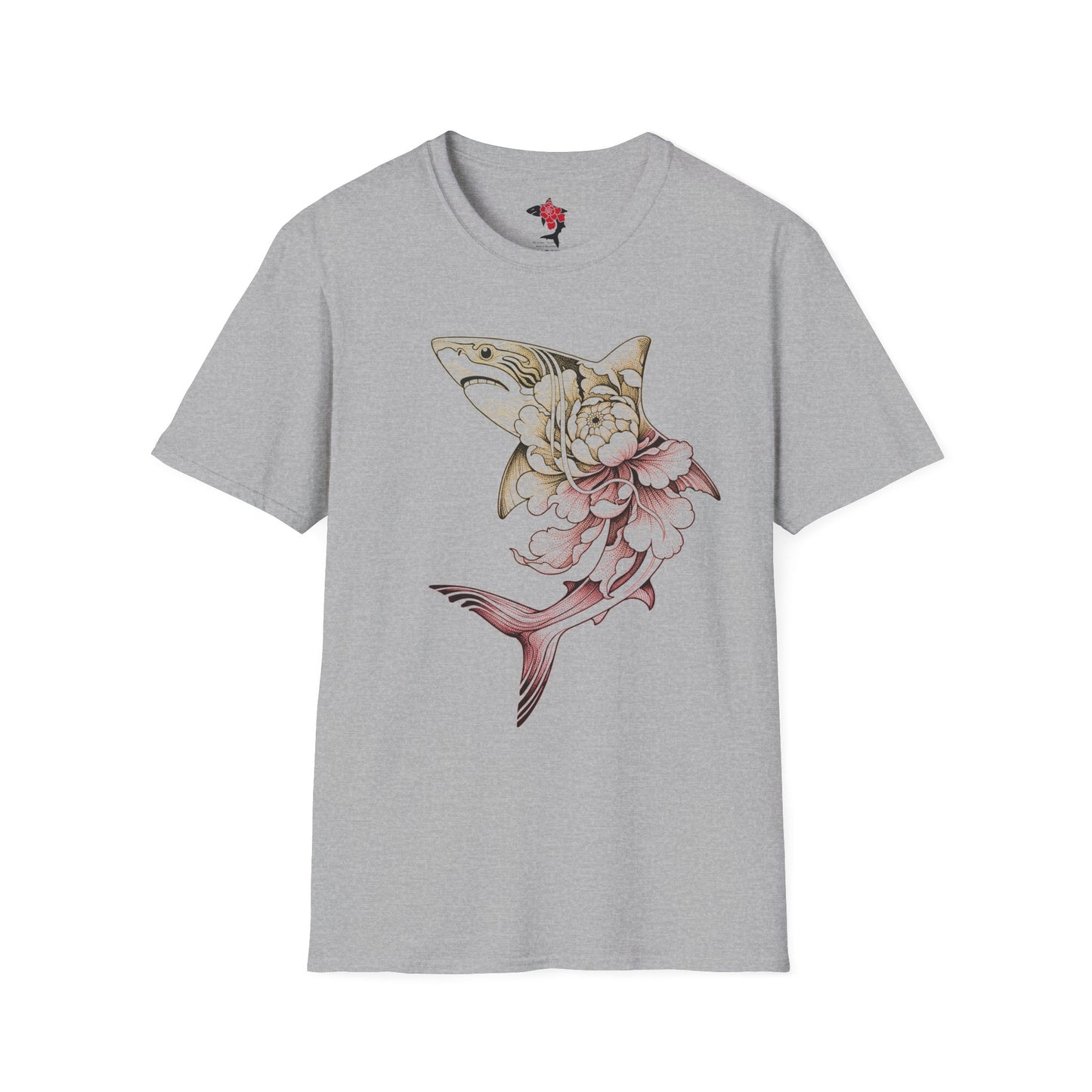 Saku Same - Blooming Shark Graphic T-Shirt - Pink Peony Shark Tee