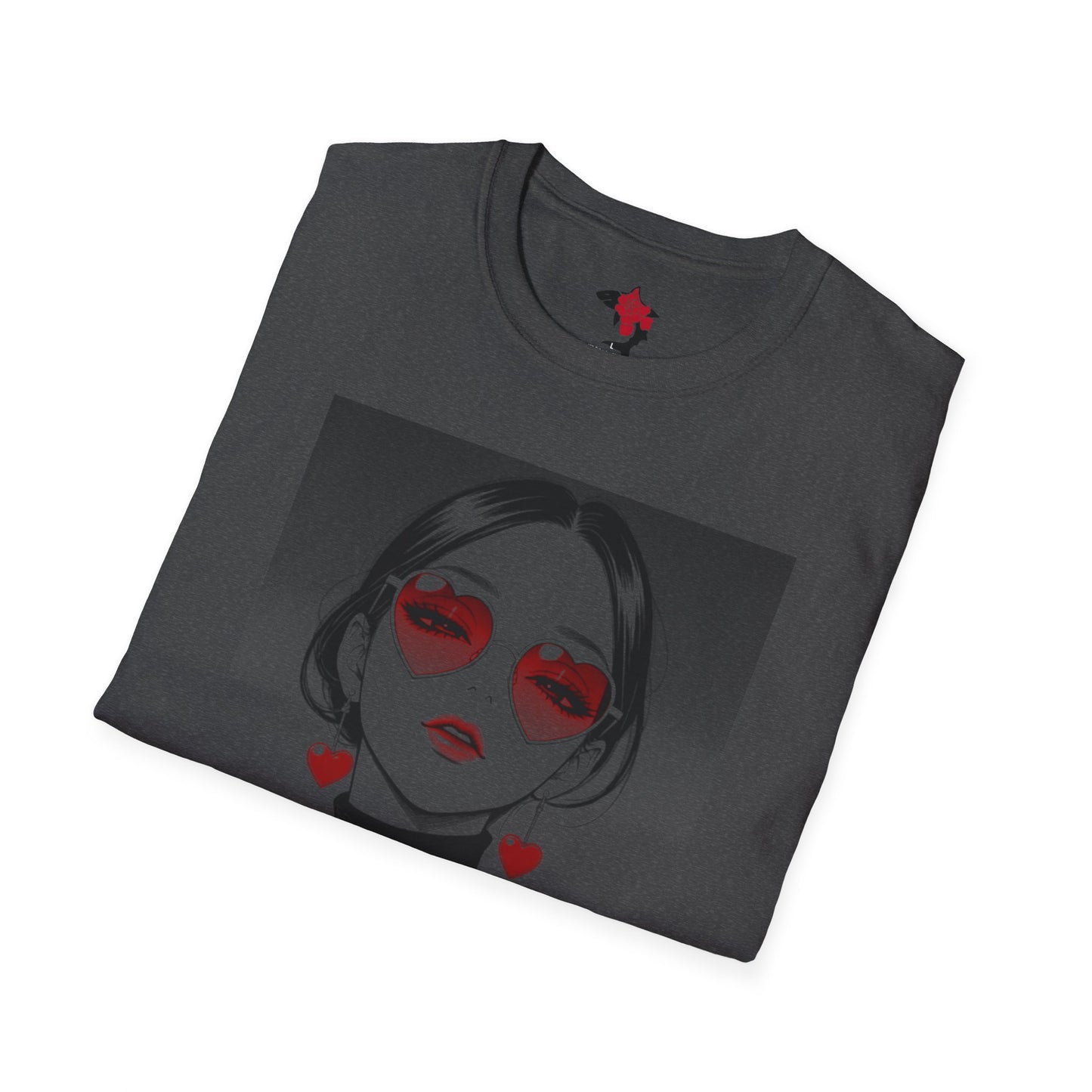Saku Same - Eva - Anime Heart-Eyed Girl T-Shirt — Japanese Text Graphic Tee
