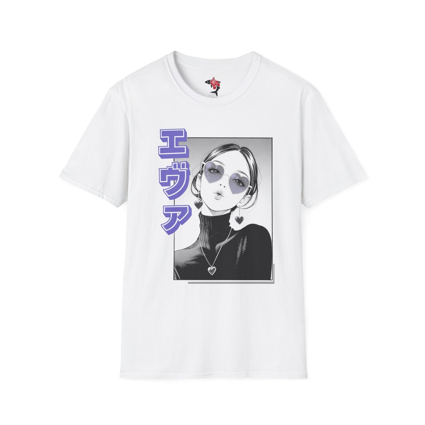 Saku Same - Eva - Anime Girl Graphic Tee with Japanese Text - Eva - 'エヴァ' Portrait T-Shirt
