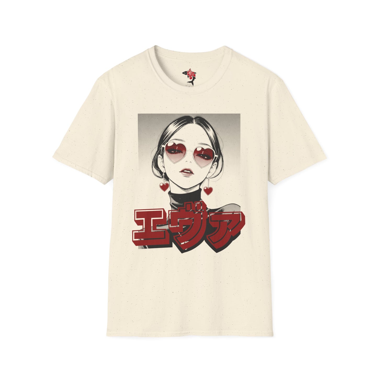 Saku Same - Eva - Anime Heart-Eyed Girl T-Shirt — Japanese Text Graphic Tee