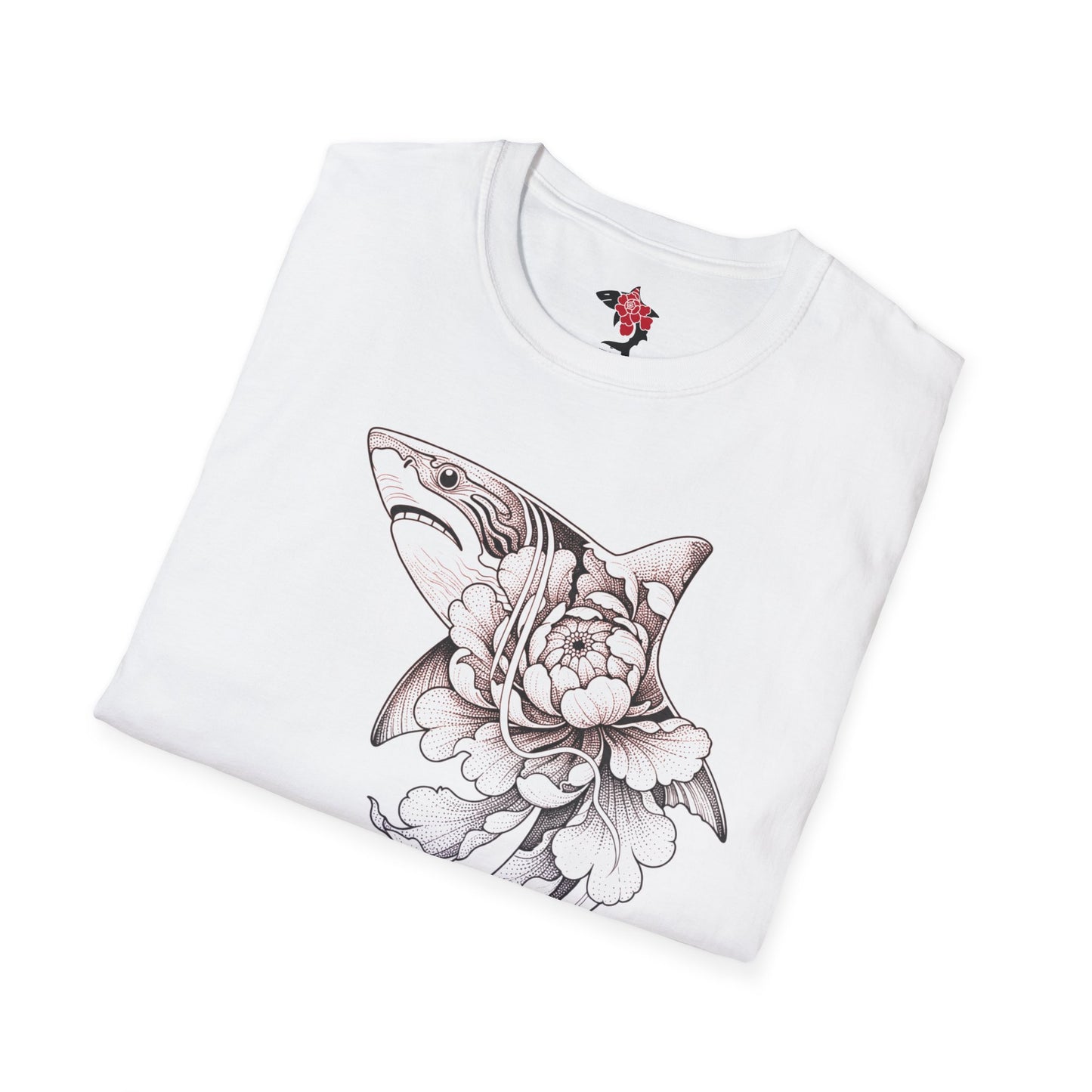 Saku Same - Blooming Shark Tee - Botanical Shark Graphic T-Shirt