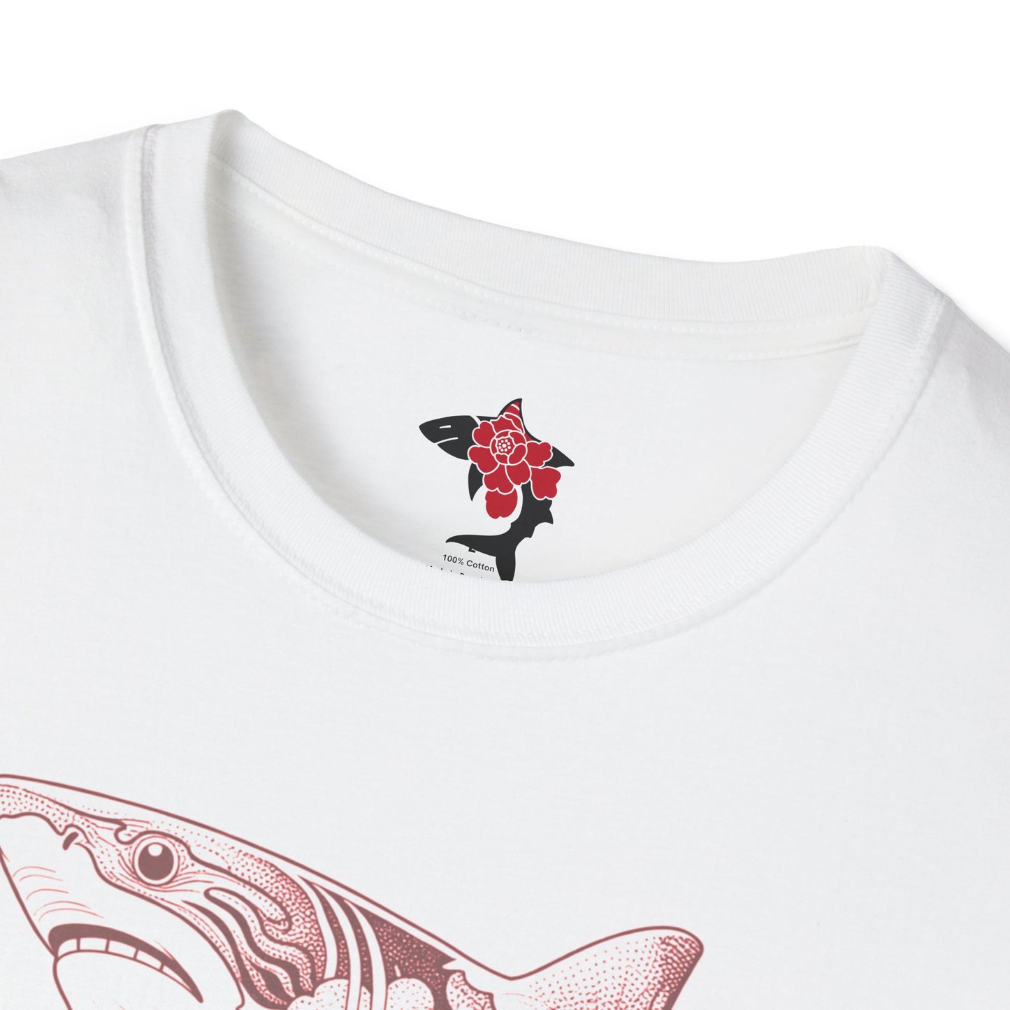 Saku Same - Blooming  Shark T-Shirt - Rose Tattoo Style Graphic Tee