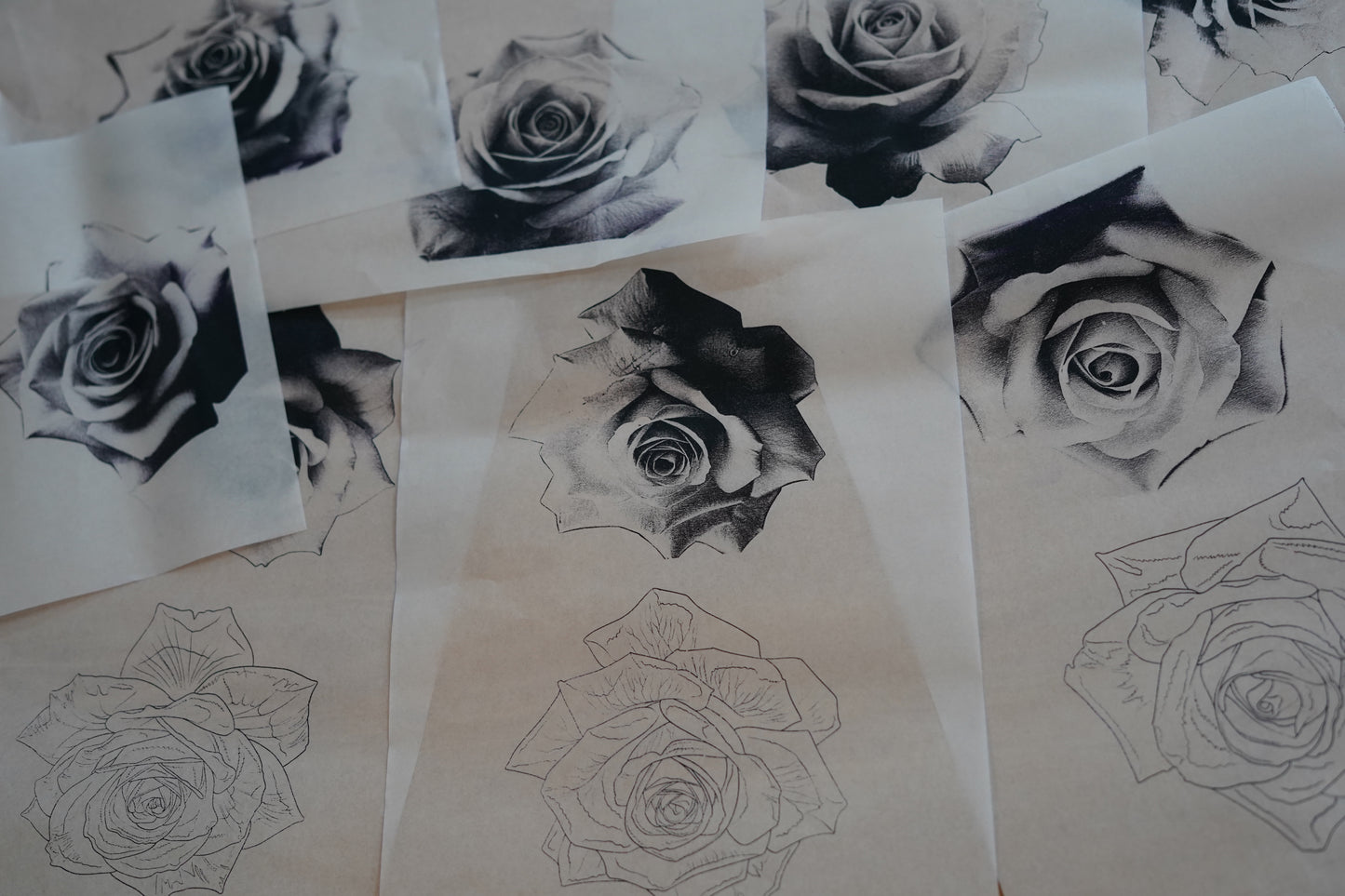 Pre-Made Tattoo Stencil Pack (Set of 10) – Lining, Shading and Colour Designs